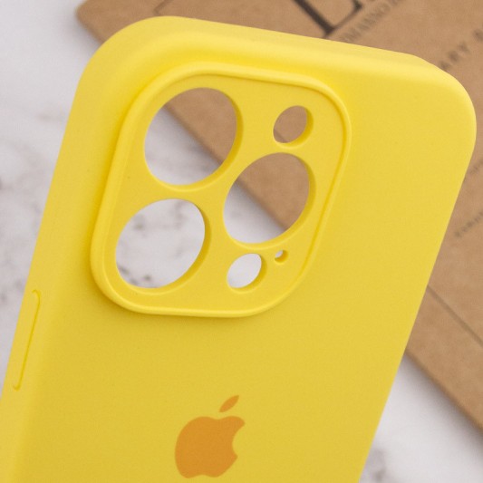 Чехол Silicone Case Full Camera Protective (AA) для Apple iPhone 14 Pro (6.1") Желтый / Yellow - изображение 5