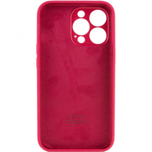 Чехол Silicone Case Full Camera Protective (AA) для Apple iPhone 14 Pro (6.1") Красный / Rose Red - изображение 1