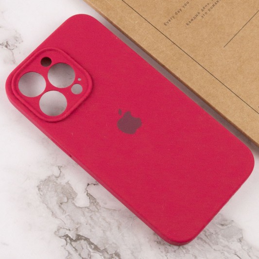 Чехол Silicone Case Full Camera Protective (AA) для Apple iPhone 14 Pro (6.1") Красный / Rose Red - изображение 3