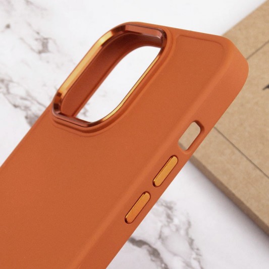TPU чохол Bonbon Metal Style для Apple iPhone 14 Pro Max (6.7") Помаранчевий / Papaya - зображення 4 