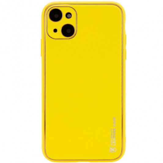 Кожаный чехол Xshield для Apple iPhone 14 (6.1") Желтый / Yellow