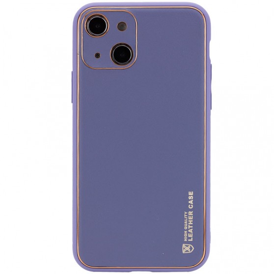 Кожаный чехол Xshield для Apple iPhone 14 (6.1") Серый / Lavender Gray