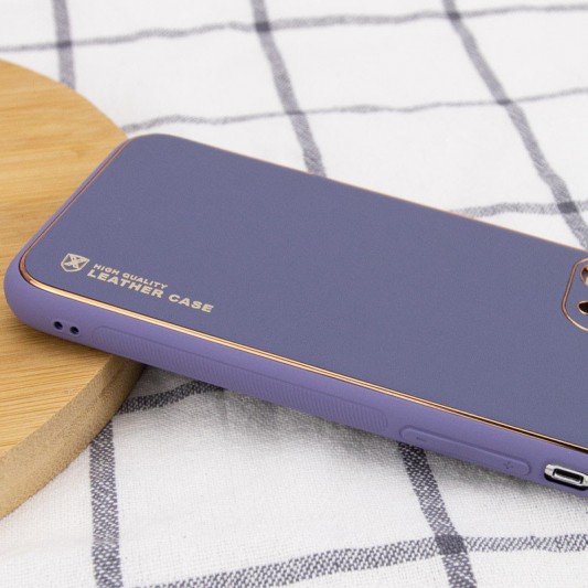 Кожаный чехол Xshield для Apple iPhone 14 (6.1") Серый / Lavender Gray - изображение 2