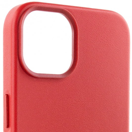 Кожаный чехол Leather Case (AA Plus) with MagSafe для Apple iPhone 14 (6.1") Crimson - изображение 2