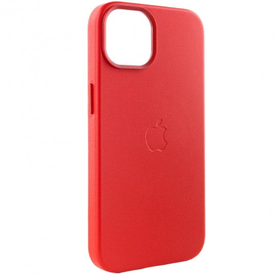 Кожаный чехол Leather Case (AA Plus) with MagSafe для Apple iPhone 14 (6.1") Crimson - изображение 3