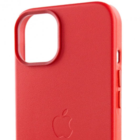 Кожаный чехол Leather Case (AA Plus) with MagSafe для Apple iPhone 14 (6.1") Crimson - изображение 4
