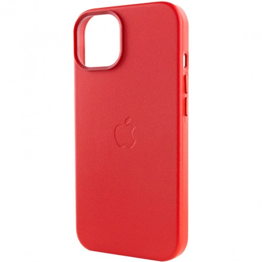 Кожаный чехол Leather Case (AA Plus) with MagSafe для Apple iPhone 14 (6.1") Crimson - изображение 5