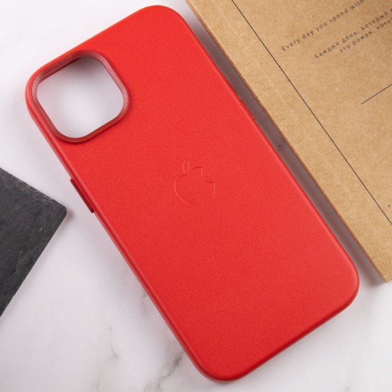 Шкіряний чохол для Apple iPhone 14 (6.1"") - Leather Case (AA Plus) with MagSafe Crimson