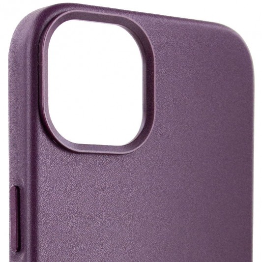 Кожаный чехол Leather Case (AA Plus) with MagSafe для Apple iPhone 14 (6.1") Dark Cherry - изображение 2