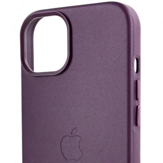 Кожаный чехол Leather Case (AA Plus) with MagSafe для Apple iPhone 14 (6.1") Dark Cherry - изображение 4