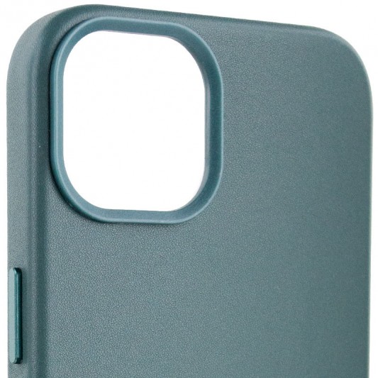 Кожаный чехол Leather Case (AA Plus) with MagSafe для Apple iPhone 14 (6.1") Pine green - изображение 2