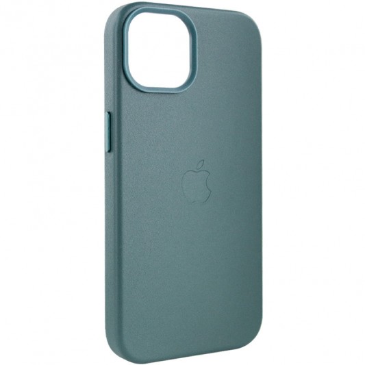 Кожаный чехол Leather Case (AA Plus) with MagSafe для Apple iPhone 14 (6.1") Pine green - изображение 3