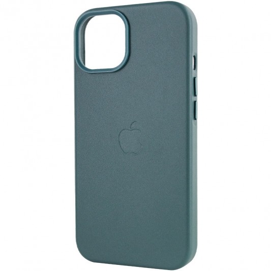 Кожаный чехол Leather Case (AA Plus) with MagSafe для Apple iPhone 14 (6.1") Pine green - изображение 5