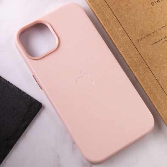Шкіряний чохол Leather Case (AA Plus) with MagSafe для Apple iPhone 14 (6.1") Sand Pink - зображення 6 