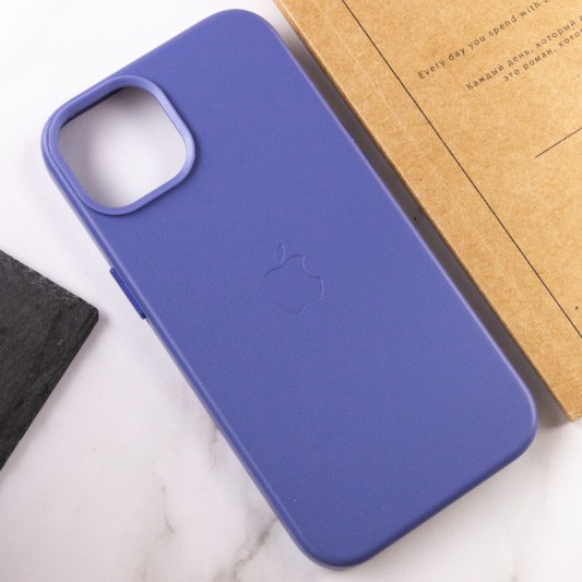 Кожаный чехол Leather Case (AA Plus) with MagSafe для Apple iPhone 14 (6.1") Wisteria - изображение 6