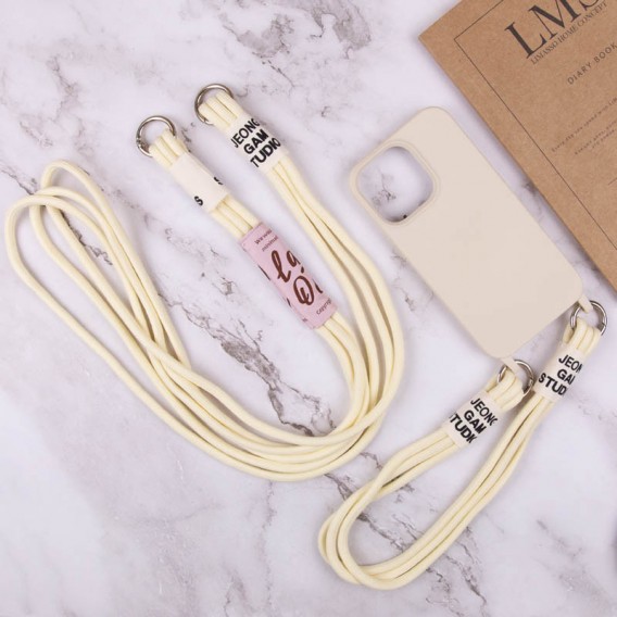 Чохол TPU two straps California для Apple iPhone 13 Pro Max (6.7"") Бежевий / Antigue White