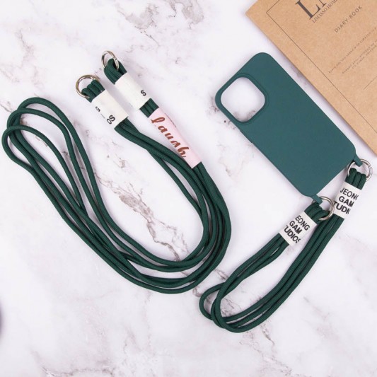 Чохол TPU two straps California для Apple iPhone 12 Pro / 12 (6.1") Зелений / Forest green - зображення 7 