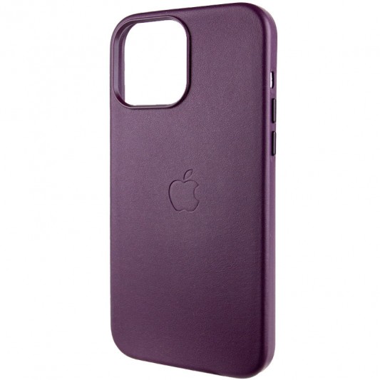 Шкіряний чохол Leather Case (AA Plus) with MagSafe для Apple iPhone 13 Pro Max (6.7") Dark Cherry - зображення 2 