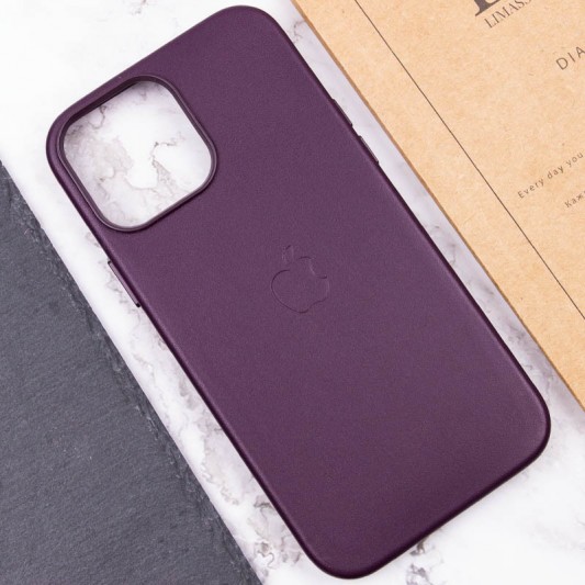 Шкіряний чохол Leather Case (AA Plus) with MagSafe для Apple iPhone 13 Pro Max (6.7") Dark Cherry - зображення 6 