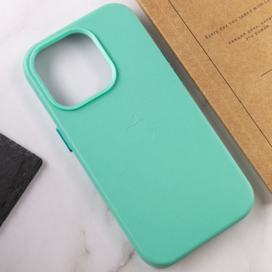 Шкіряний чохол Leather Case (AA Plus) with MagSafe для Apple iPhone 13 Pro Max (6.7") Ice - зображення 6 