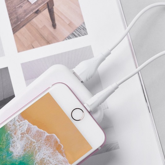 Дата кабель Borofone BX18 Optimal USB to Lightning (3m) Білий - зображення 13 