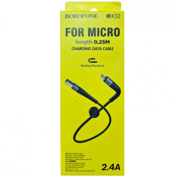 Дата кабель Borofone BX32 Munificent USB to MicroUSB (0.25m) Черный