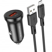 АЗП Borofone BZ18 QC3.0 (1USB-A) + кабель USB to MicroUSB Чорний