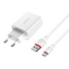 Зарядное устройство для телефона - Borofone BA21A Long journey QC3.0 (1USB/3A) + Type-C Белый