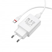 Зарядное устройство для телефона - Borofone BA21A Long journey QC3.0 (1USB/3A) + Type-C Белый