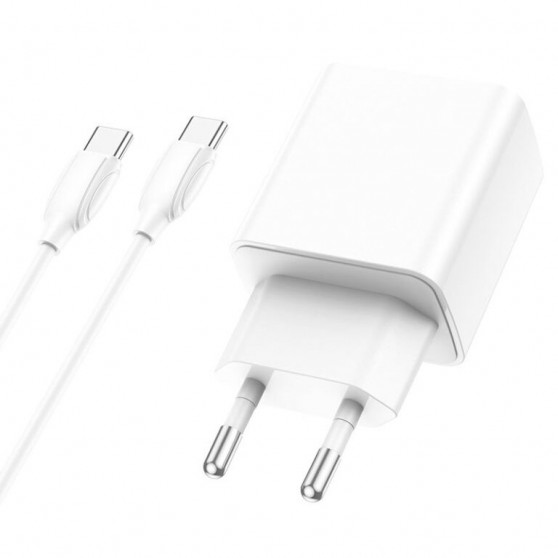 СЗУ Borofone BA67A PD20W+QC3.0 (1USB-A/1C) + кабель Type-C to Type-C Белый