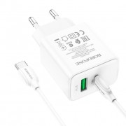 Блок быстрой зарядки для телефона Borofone BA67A PD20W+QC3.0 + Type-C + Type-C Белый