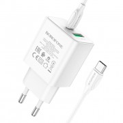 Блок быстрой зарядки для телефона Borofone BA67A PD20W+QC3.0 + Type-C + Type-C Белый