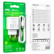 Блок быстрой зарядки для телефона Borofone BA67A PD20W+QC3.0 + Type-C + Type-C Белый