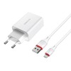 Зарядний пристрій для телефона - Borofone BA21A Long journey QC3.0 (1USB/3A) + MicroUSB Білий