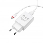 Зарядное устройство для телефона - Borofone BA21A Long journey QC3.0 (1USB/3A) + MicroUSB Белый