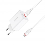 Зарядное устройство для телефона - Borofone BA21A Long journey QC3.0 (1USB/3A) + MicroUSB Белый