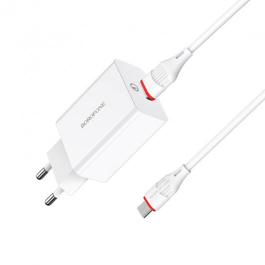 СЗУ Borofone BA21A Long journey QC3.0 3A (1USB-A) + кабель USB to MicroUSB Белый - изображение 6