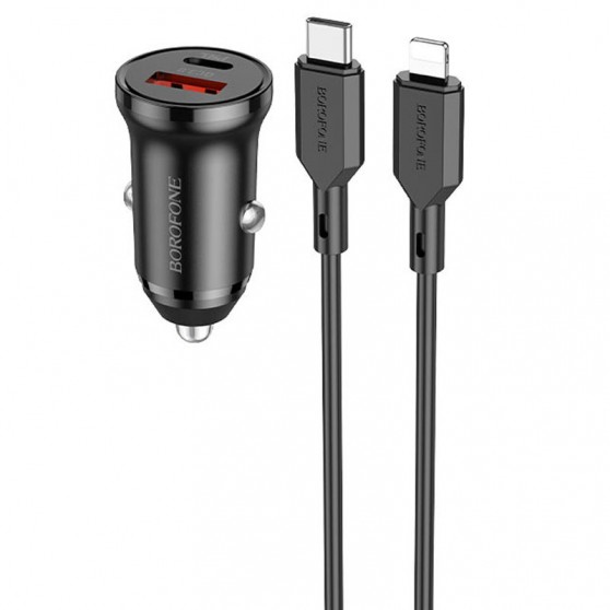 АЗУ Borofone BZ18A PD20W+QC3.0 (1USB-A/1C) + кабель Type-C to Lightning Черный