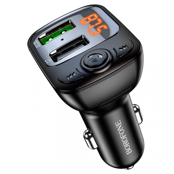 АЗУ FM модулятор Borofone BC41 Eminency QC3.0 (2USB-A) Черный