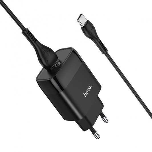 СЗУ Hoco C72Q Glorious QC3.0 18W (1USB-A) + кабель USB to Type-C Черный - изображение 1