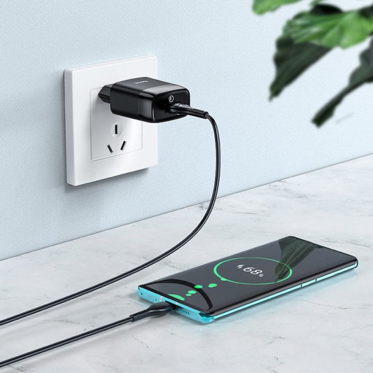 СЗУ Hoco C72Q Glorious QC3.0 18W (1USB-A) + кабель USB to Type-C Черный - изображение 3