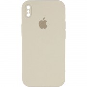Чохол Silicone Case Square Full Camera Protective (AA) для Apple iPhone XS Max (6.5") Бежевий / Antique White