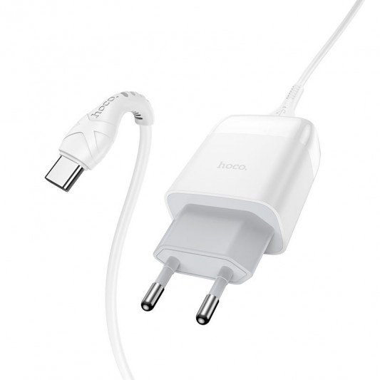 СЗУ Hoco C72Q Glorious QC3.0 18W (1USB-A) + кабель USB to Type-C Белый - изображение 1