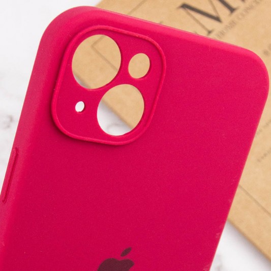 Чехол Silicone Case Full Camera Protective (AA) для Apple iPhone 13 (6.1"), Красный / Rose Red - изображение 6