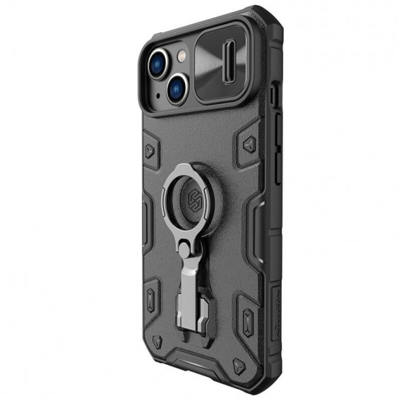 TPU+PC чохол Nillkin CamShield Armor Pro no logo (шторка на камеру) для Apple iPhone 14 (6.1"), Чорний