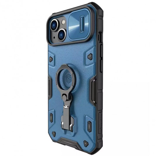TPU+PC чохол Nillkin CamShield Armor Pro no logo (шторка на камеру) для Apple iPhone 14 / 13 (6.1") Синій - зображення 5 