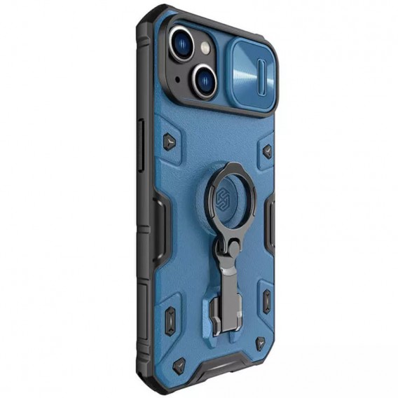 TPU+PC чохол Nillkin CamShield Armor Pro no logo (шторка на камеру) для Apple iPhone 14 (6.1"), Синій