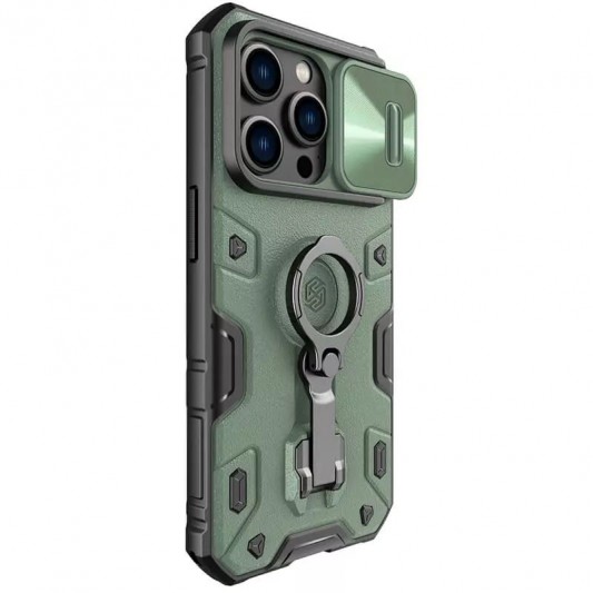 TPU+PC чехол Nillkin CamShield Armor Pro no logo (шторка на камеру) для Apple iPhone 14 Pro (6.1") Зеленый - изображение 1