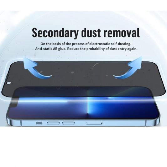 Захисне 2.5D скло Blueo Full Cover Anti-Peep для Apple iPhone 14 Pro (6.1") Чорний - зображення 2 