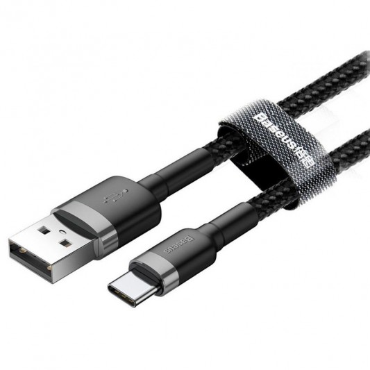 Дата кабель Baseus Cafule Type-C Cable 2A (2m) (CATKLF-C) Чорний / Сірий - зображення 2 